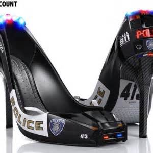 cop car themed high heels